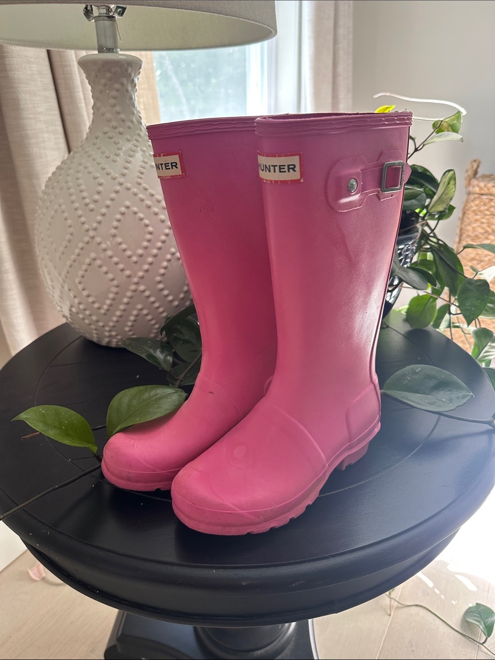Hunter Bubblegum Pink Girls Tall Rain Boots